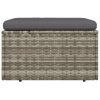 Garden Footrest with Cushion Grey 55x55x30 cm Poly Rattan