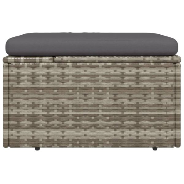 Garden Footrest with Cushion Grey 55x55x30 cm Poly Rattan