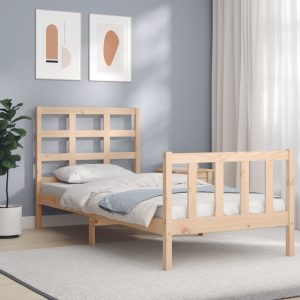 Bed Frame with Headboard Solid Wood