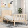 Bed Frame with Headboard 92×187 cm Single Solid Wood