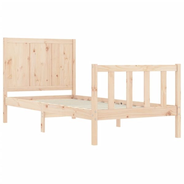 Bed Frame with Headboard 92×187 cm Single Solid Wood