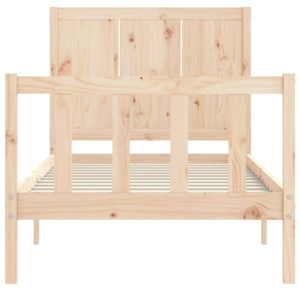 Bed Frame with Headboard 92×187 cm Single Solid Wood