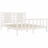 Bed Frame with Headboard White 153×203 cm Queen Solid Wood
