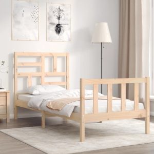 Bed Frame with Headboard Solid Wood