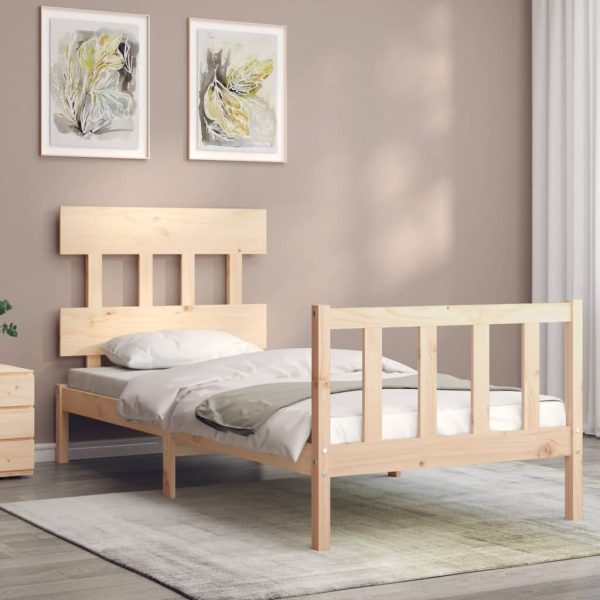 Bed Frame with Headboard 92×187 cm Single Solid Wood