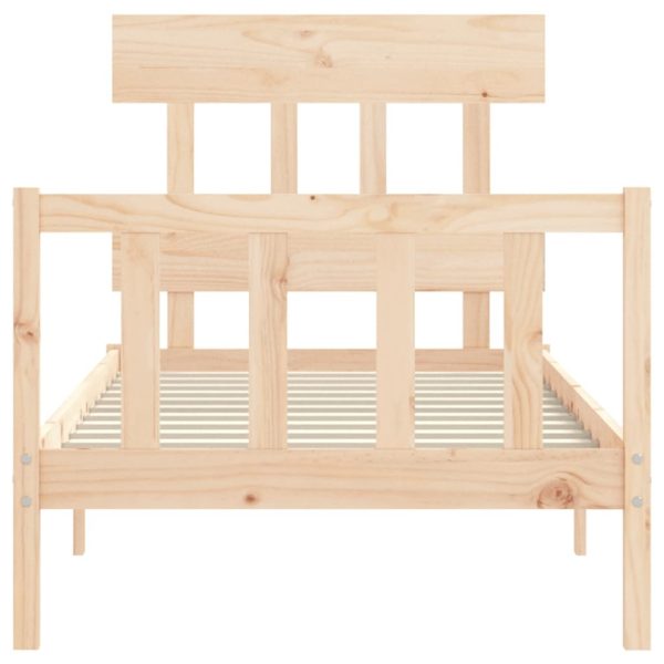 Bed Frame with Headboard 92×187 cm Single Solid Wood