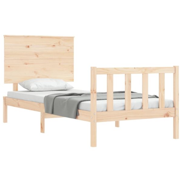 Bed Frame with Headboard 92×187 cm Single Solid Wood