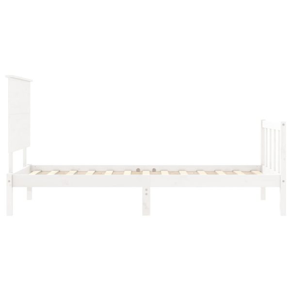 Bed Frame with Headboard White 92×187 cm Single Solid Wood