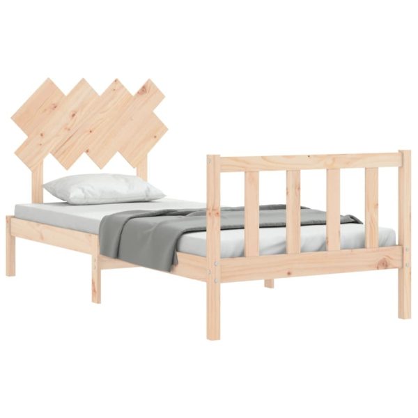 Bed Frame with Headboard 92×187 cm Single Solid Wood