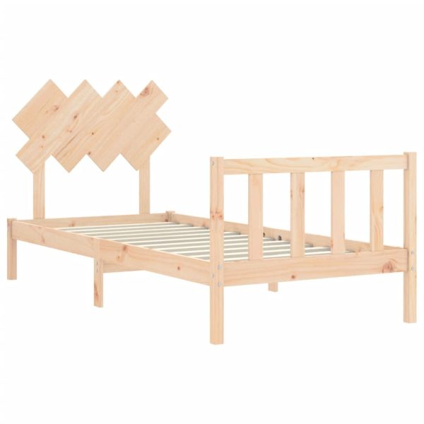 Bed Frame with Headboard 92×187 cm Single Solid Wood