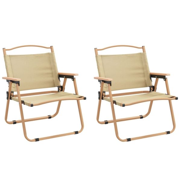 Camping Chairs 2 pcs Beige 54x43x59 cm Oxford Fabric
