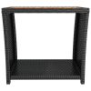 Tea Table with Wooden Top Black Poly Rattan&Solid Wood Acacia