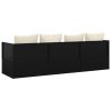 Outdoor Lounge Bed with Cushions Black Poly Rattan