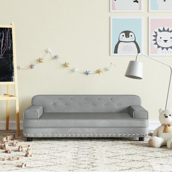 Kids Sofa Light Grey 90x53x30 cm Velvet
