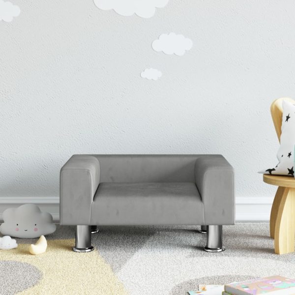 Kids Sofa Light Grey 50x40x26.5 cm Velvet