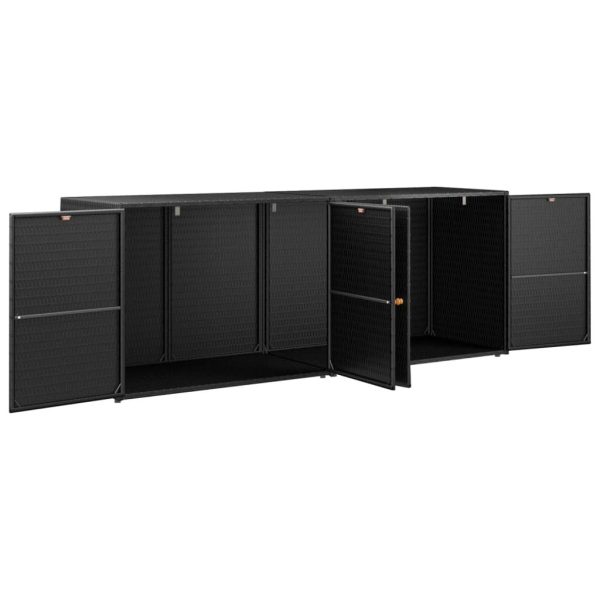 Garden Storage Cabinet Black 198×55.5×80 cm Poly Rattan
