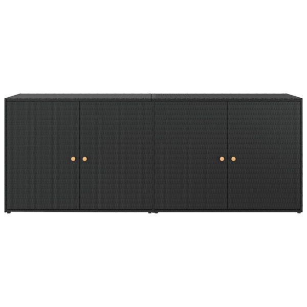Garden Storage Cabinet Black 198×55.5×80 cm Poly Rattan