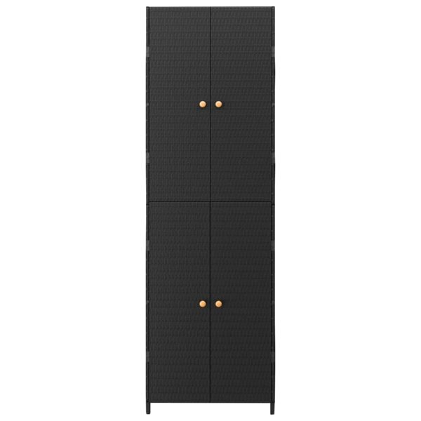 Garden Storage Cabinet Black 59x40x180 cm Poly Rattan