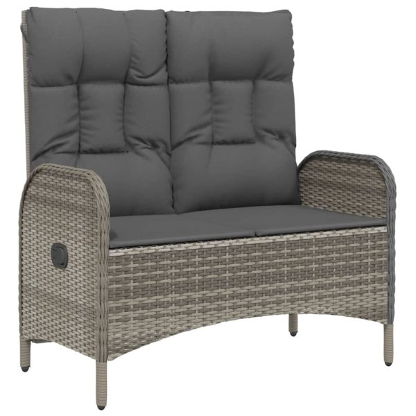 Reclining Garden Bench with Cushions 107 cm Poly Rattan Grey