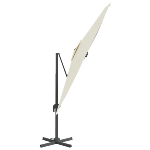 LED Cantilever Umbrella Sand White 400×300 cm