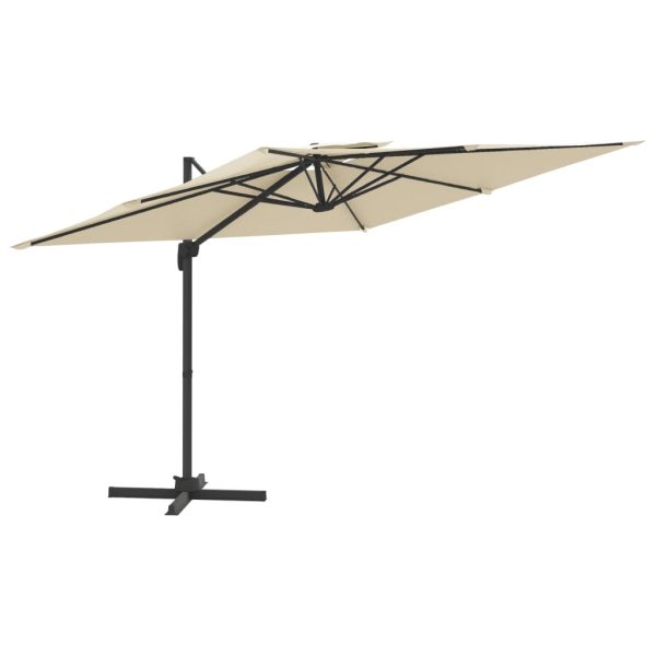 Double Top Cantilever Umbrella Sand White 300×300 cm