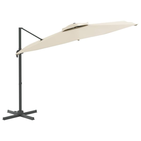Double Top Cantilever Umbrella Sand White 400×300 cm