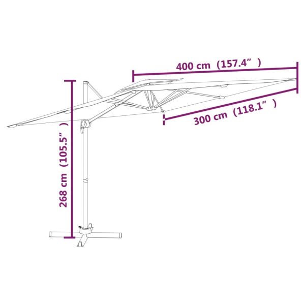 Double Top Cantilever Umbrella Anthracite 400×300 cm