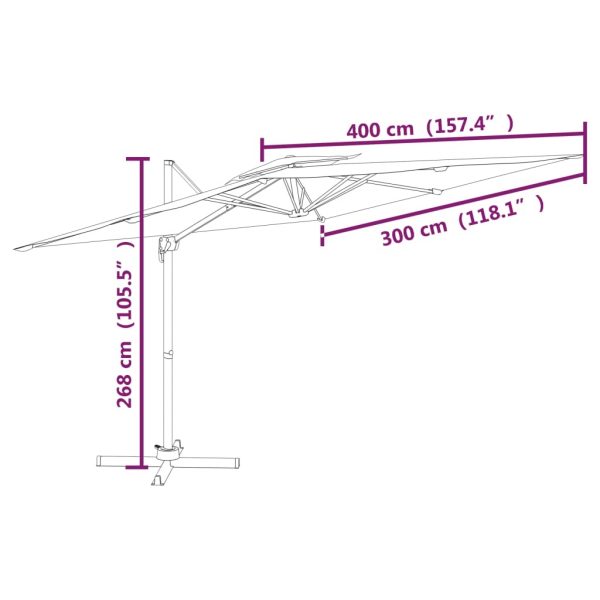 Double Top Cantilever Umbrella Terracotta 400×300 cm