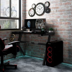 Gaming Desk LED with Y Shape Black