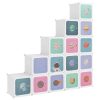 Cube Storage Cabinet for Kids with 15 Cubes White PP