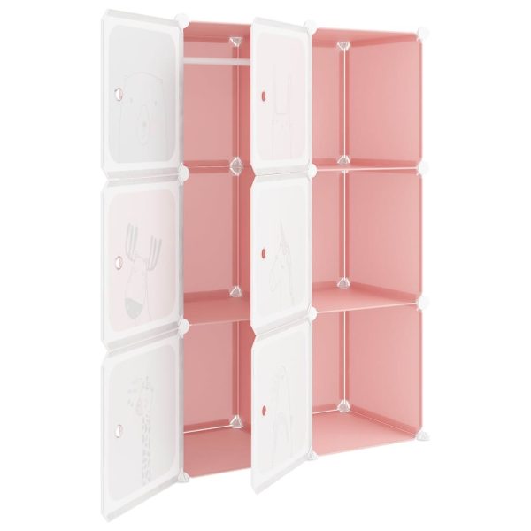 Cube Storage Cabinet for Kids with 6 Cubes Pink PP