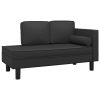 Chaise Lounge with Cushions and Bolster Black Faux Leather