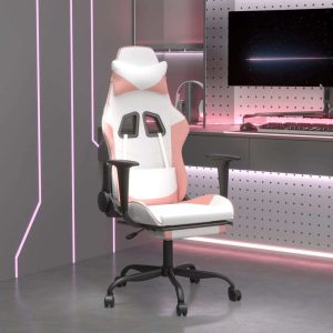 Massage Gaming Chair with Footrest Faux Leather