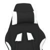 Massage Gaming Chair with Footrest Black and White Fabric
