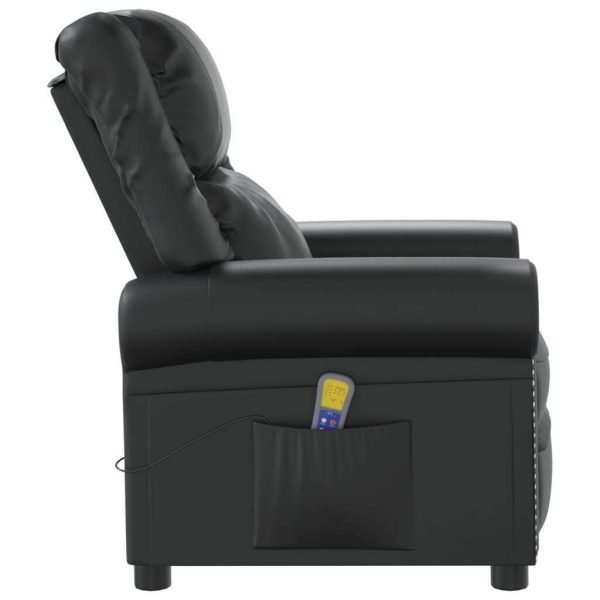 Massage Recliner Chair Black Shiny Faux Leather