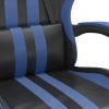 Swivel Gaming Chair with Footrest Black&Blue Faux Leather