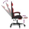 Swivel Gaming Chair with Footrest Black&Red Faux Leather