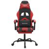 Swivel Gaming Chair with Footrest Black&Red Faux Leather