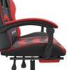 Swivel Gaming Chair with Footrest Black&Red Faux Leather