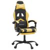 Swivel Gaming Chair with Footrest Black&Gold Faux Leather