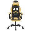 Swivel Gaming Chair with Footrest Black&Gold Faux Leather