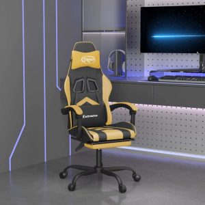 Swivel Gaming Chair with Footrest Faux Leather