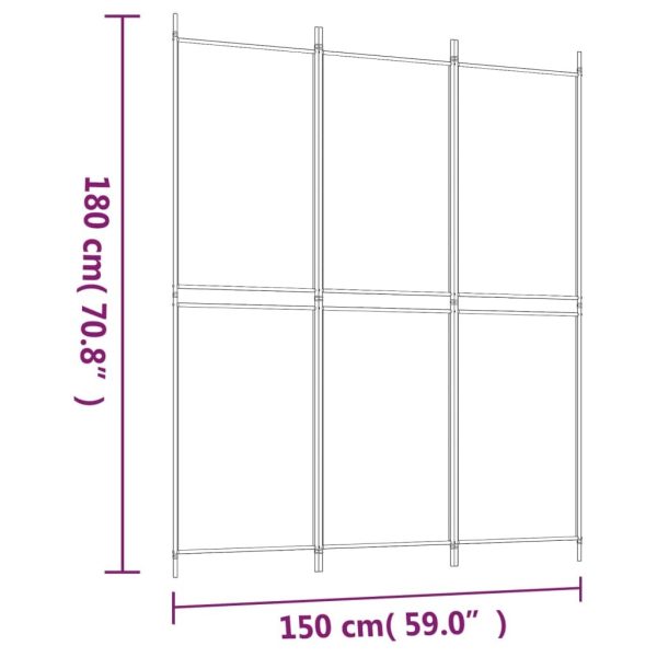 Cumru 3-Panel Room Divider White 150×180 cm Fabric