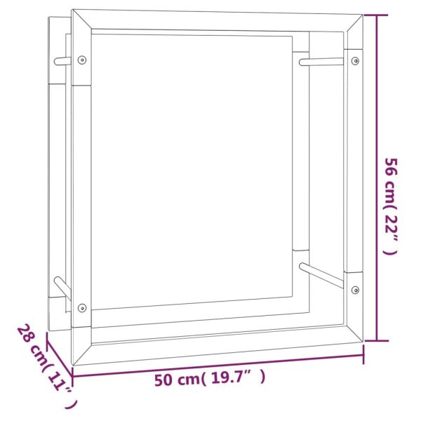 Firewood Rack Matt Black 50x28x56 cm Steel