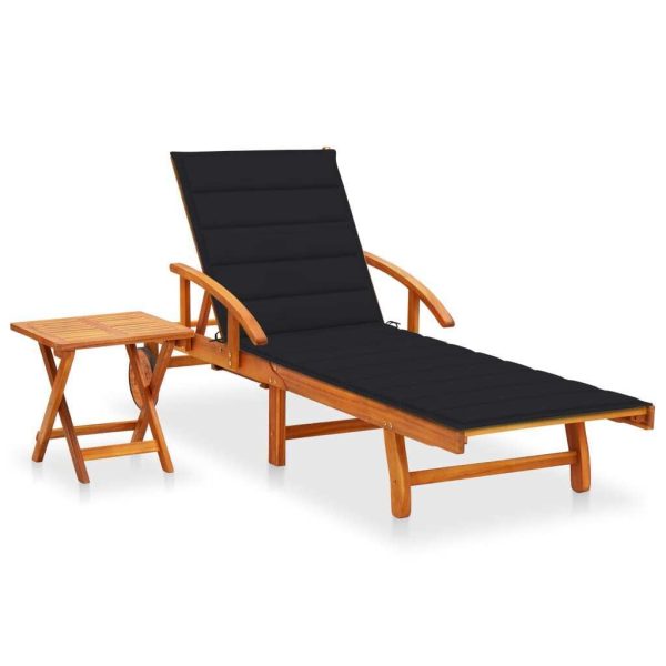 Sun Loungers 2 pcs with Cushions Solid Wood Acacia