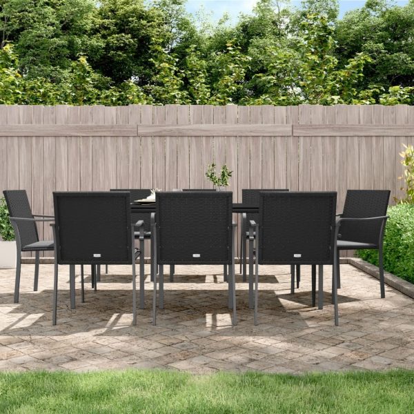 5 Piece Garden Dining Set with Cushions Poly Rattan and Steel