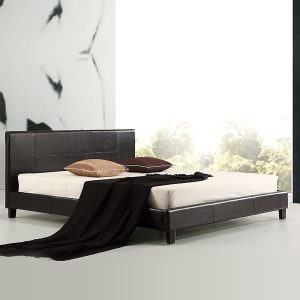 Renmark King PU Leather Bed Frame Brown