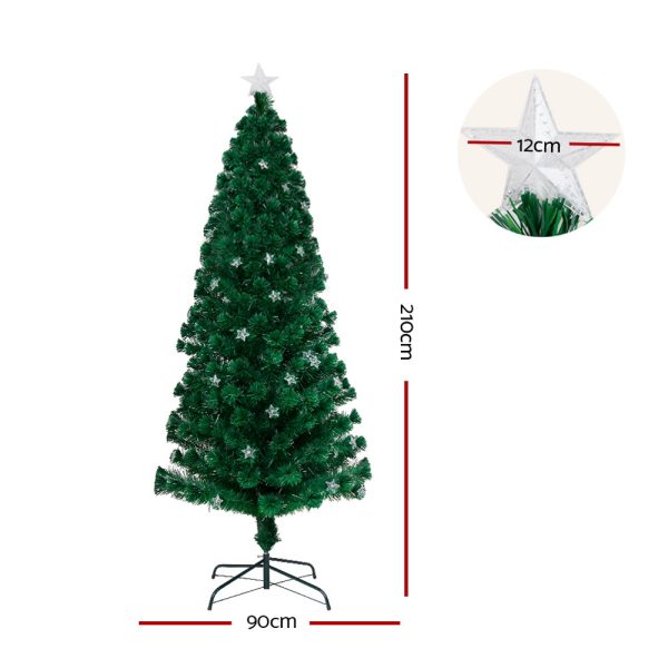 Jingle Jollys Christmas Tree 2.1M LED Xmas trees with Lights Multi Colour