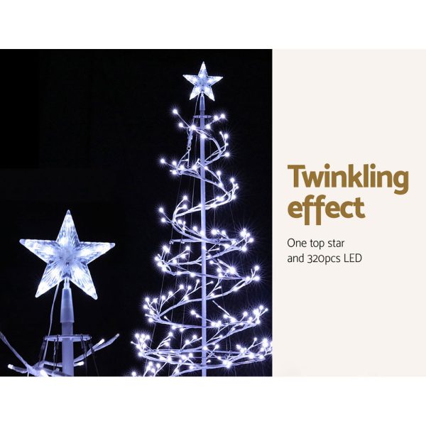 Jingle Jollys Christmas Tree 1.8M 320 LED Xmas Cold White Lights Optic Fibre
