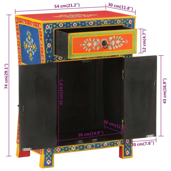 Hand Painted Sideboard 54x30x74 cm Solid Wood Mango